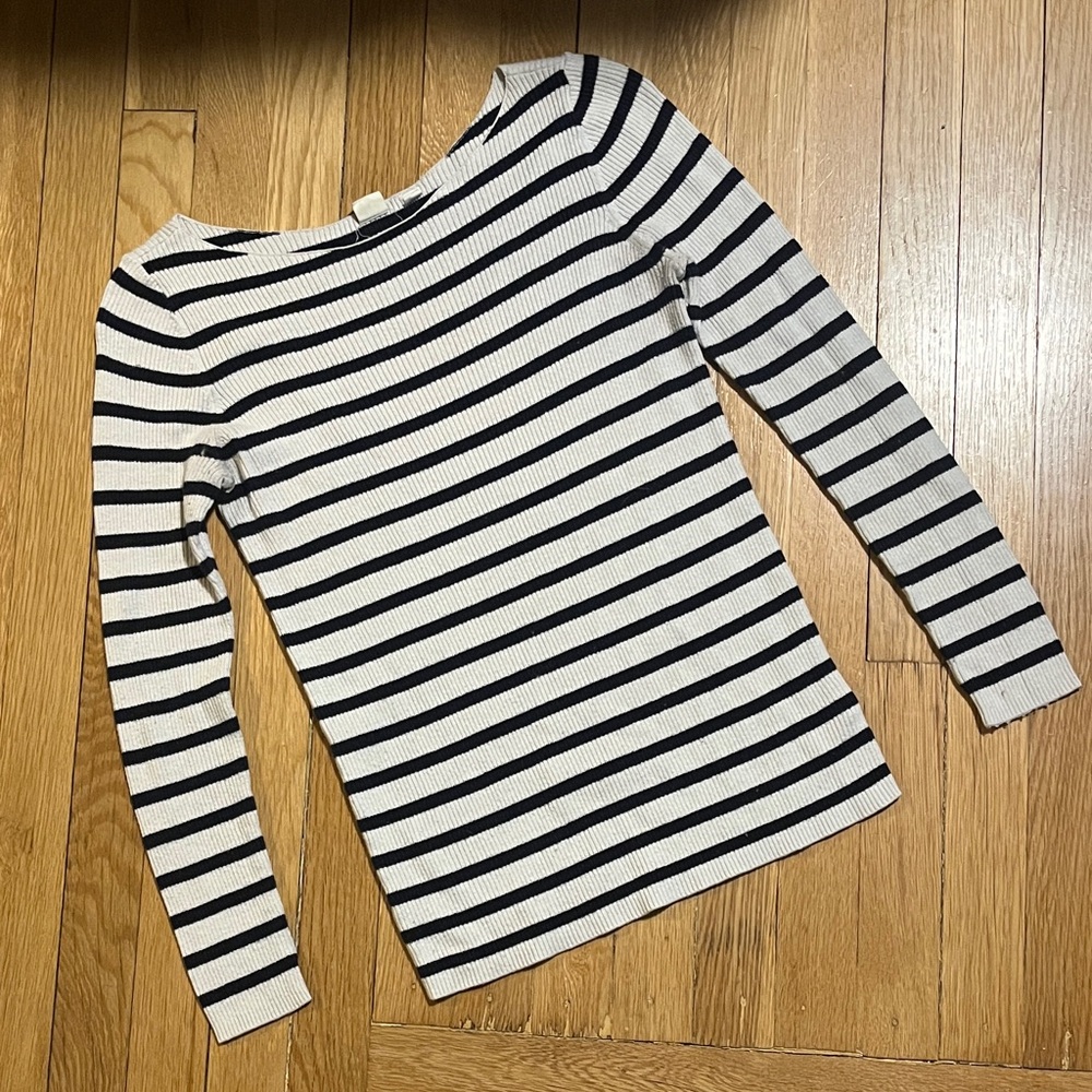 Classic Black & White Striped Women’s Long-Sleeve Top